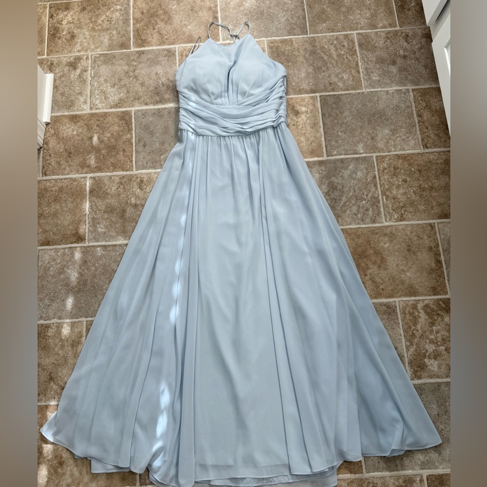 Amsale Light Blue Halter Wedding Dress